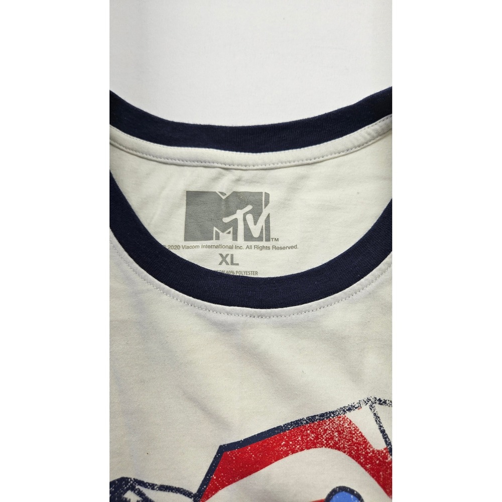 MTV Music Television Graphic Tank Top Women XL White Americana Ringer Sleeveless - Picture 2 of 3